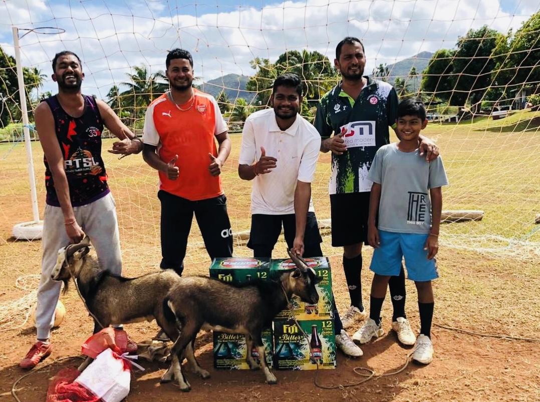 Footballers’ win goat of a prize